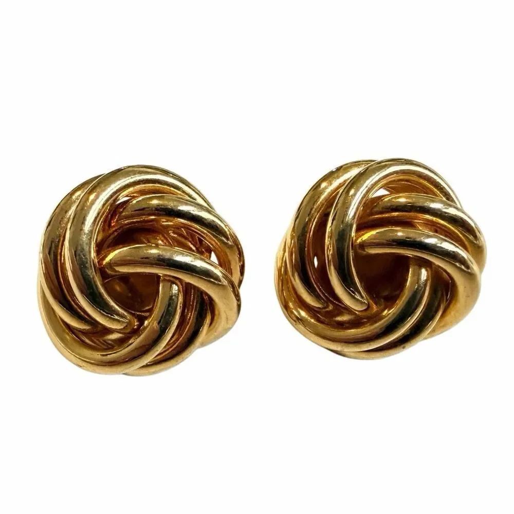 Vintage Gold Tone Knot Stud Earrings